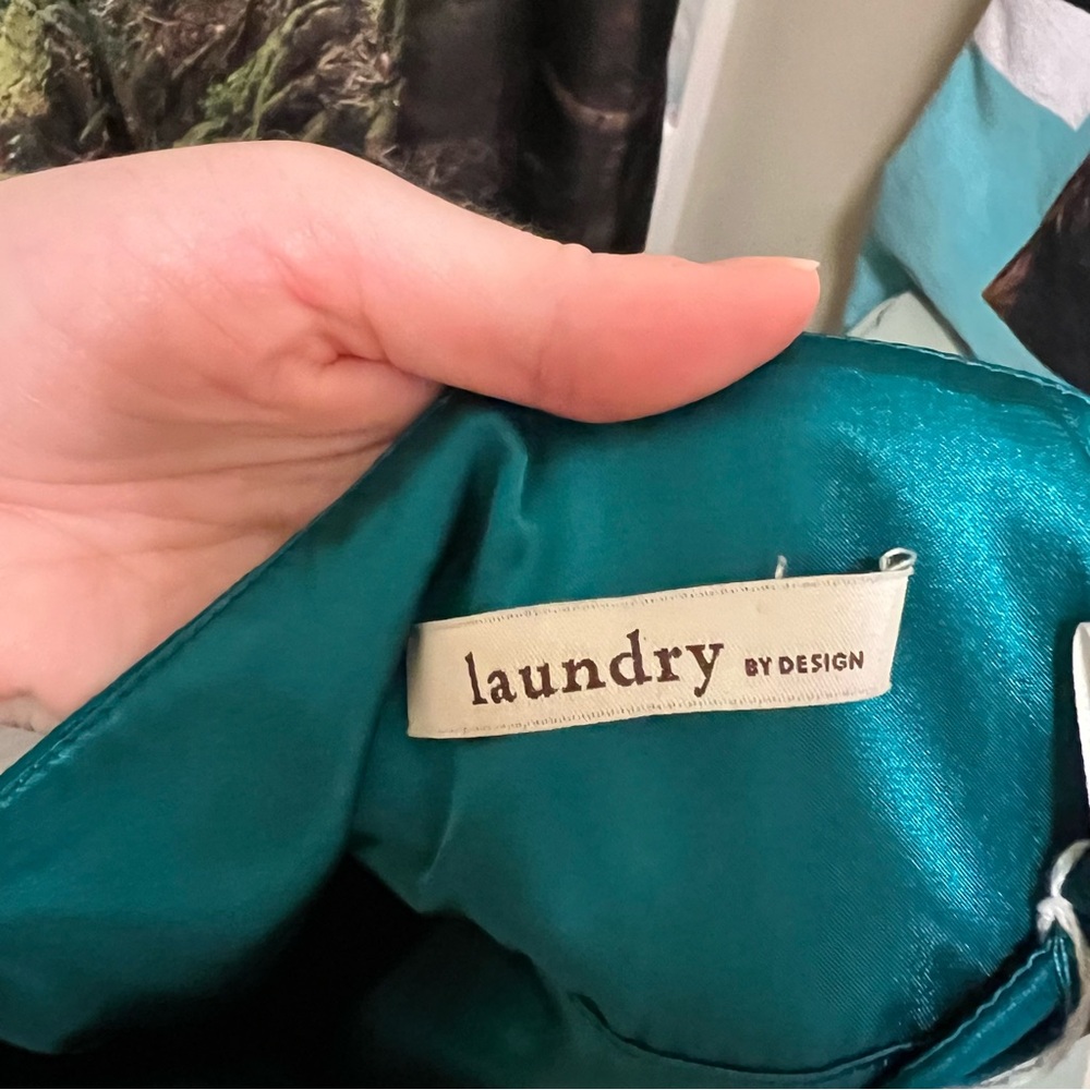 Silk Laundry by Design Teal Cocktail Dress Y2K size 10 blue green - Picture 8 of 13